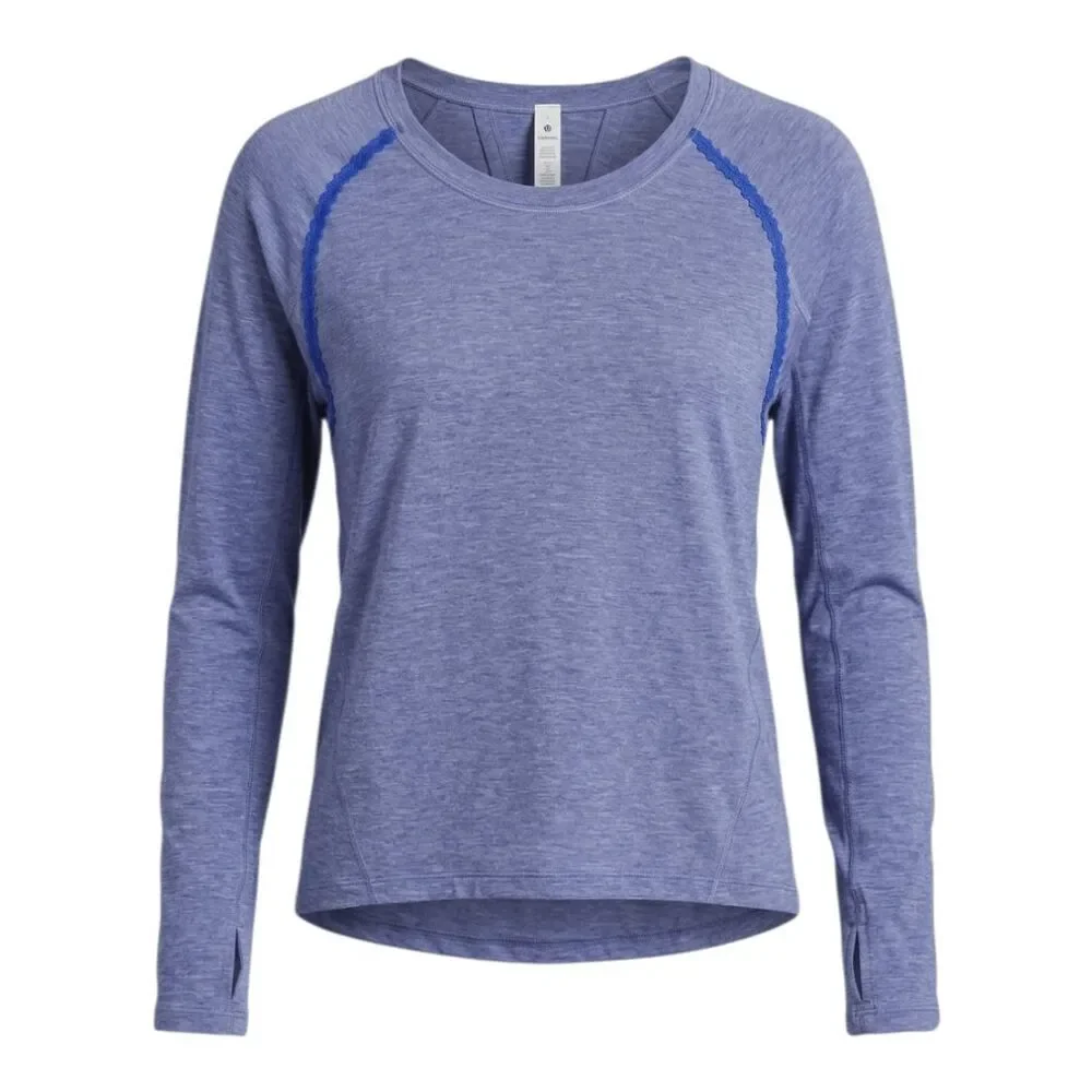 LULULEMON ATHLETICA Stop Drop & Squat Long Sleeve In Blue Heathered Blazer Blue